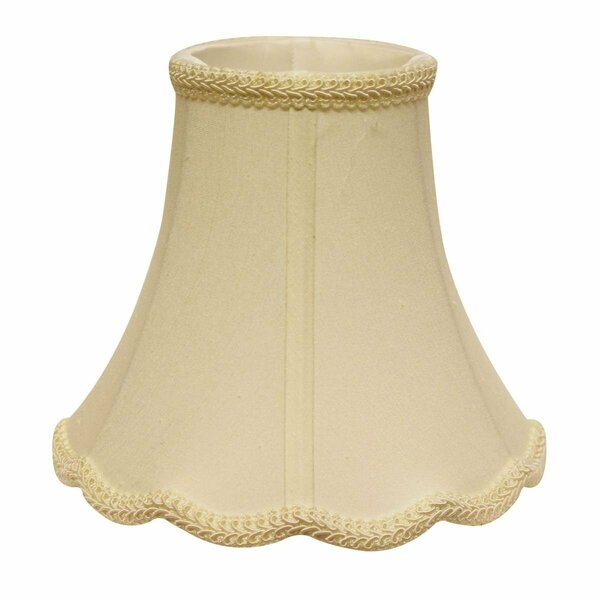 Homeroots 16 in. Ivory Slanted Scallop Bell Monay Shantung Lampshade, Egg 469578